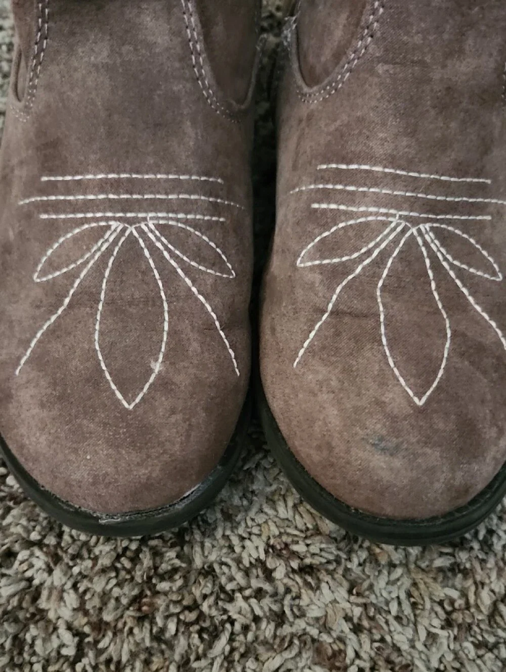 Children's Suede Fringe Western Boots - Taupe
